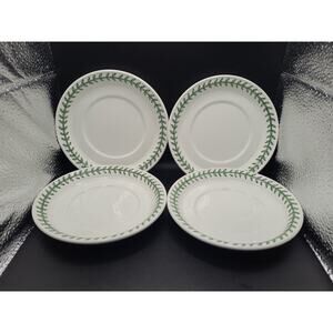 Set Lot 4 Portmeirion Dahlia Botanic Garden Green White Leaf Tea Cup Saucers 6"_